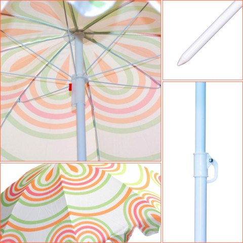 PARASOL PLAŻOWO OGRODOWY 160CM POMARAŃCZOWO ZIELONY