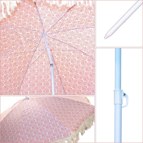 PARASOL PLAŻOWO OGRODOWY Z FRĘDZLAMI 174CM CZERWONY