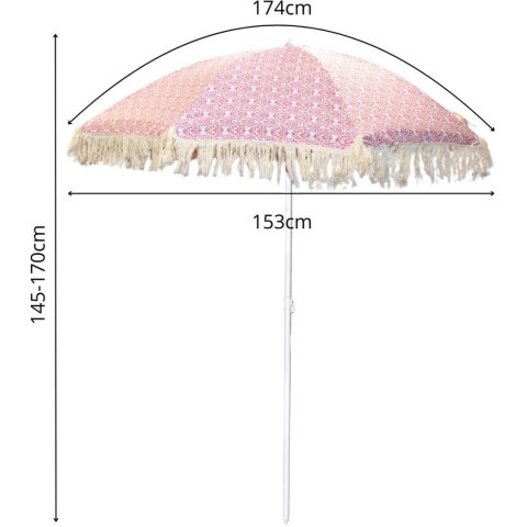 PARASOL PLAŻOWO OGRODOWY Z FRĘDZLAMI 174CM CZERWONY