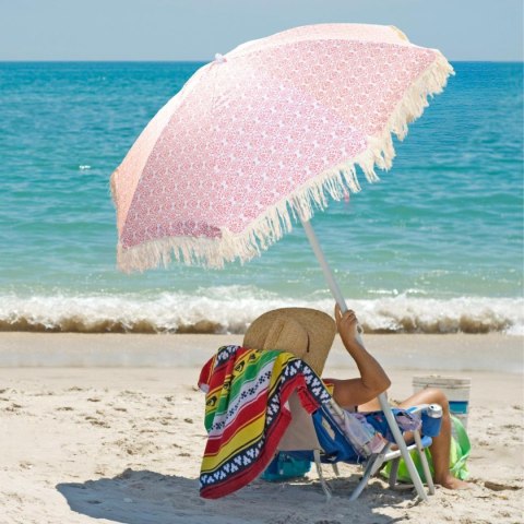 PARASOL PLAŻOWO OGRODOWY Z FRĘDZLAMI 174CM CZERWONY