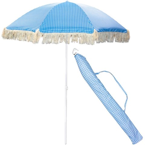 PARASOL PLAŻOWO OGRODOWY Z FRĘDZLAMI 174CM NIEBIESKI