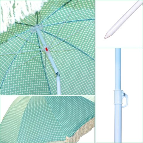 PARASOL PLAŻOWO OGRODOWY Z FRĘDZLAMI 174CM ZIELONY