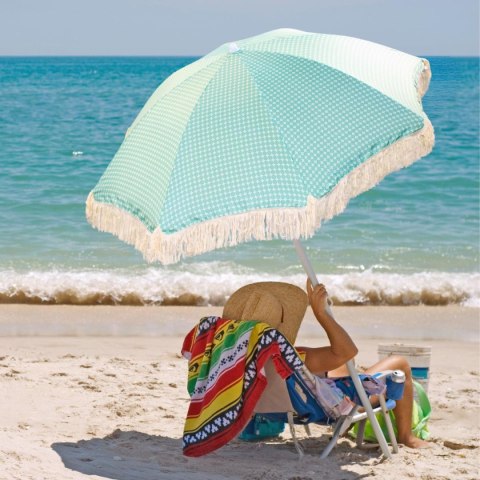 PARASOL PLAŻOWO OGRODOWY Z FRĘDZLAMI 174CM ZIELONY