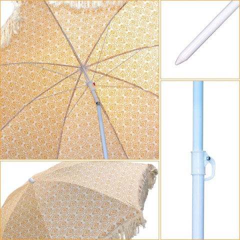 PARASOL PLAŻOWO OGRODOWY Z FRĘDZLAMI 174CM ŻÓŁTY