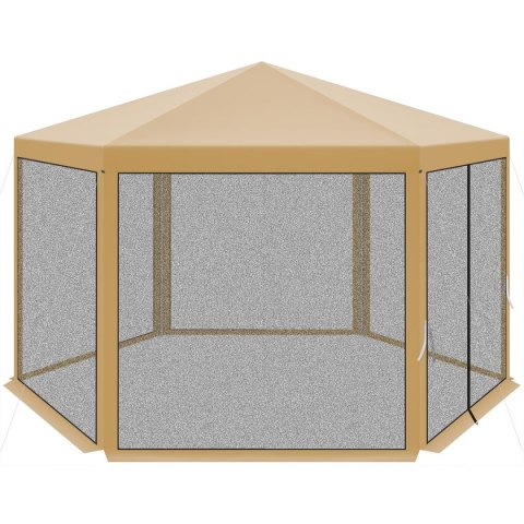 PAWILON OGRODOWY SZEŚCIOKĄTNY 2x2x2x2.5M Z MOSKITIERĄ BEŻOWY