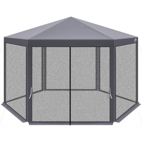 PAWILON OGRODOWY SZEŚCIOKĄTNY 2x2x2x2.5M Z MOSKITIERĄ SZARY
