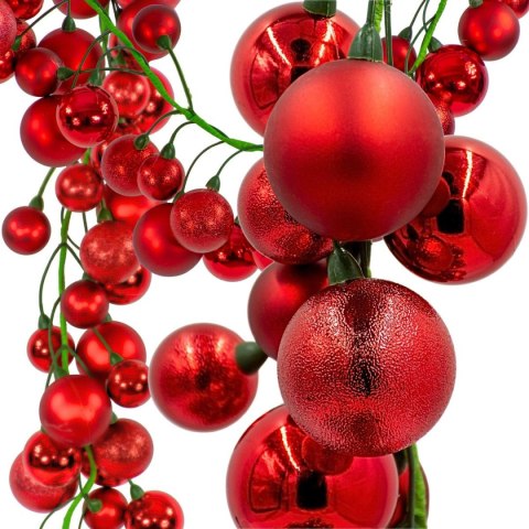 GAŁĄZKA GIRLANDA 180CM Z BOMBKAMI 80 SZT.MICA CZERWONA