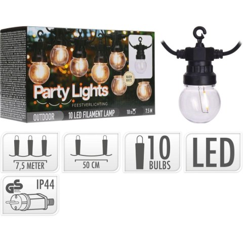 GIRLANDA OGRODOWA PARTY LIGHT 10LED 7,5M