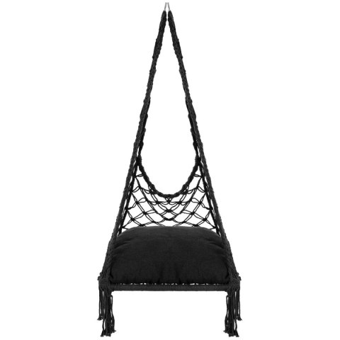 HAMAK AŻUROWY FOTEL WISZĄCY BOCIANIE GNIAZDO 60x60x115CM Z PODUSZKĄ CIEMNO SZARY