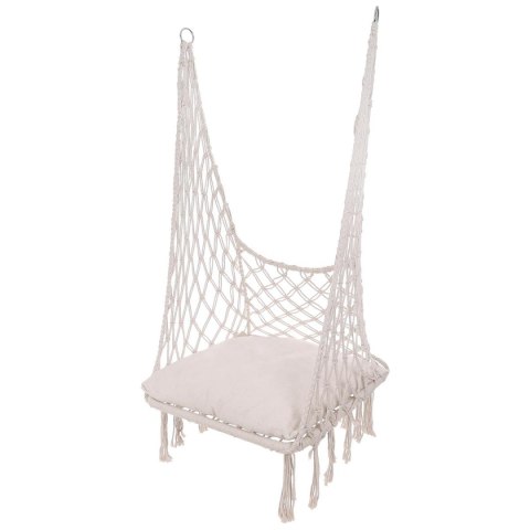 HAMAK AŻUROWY FOTEL WISZĄCY BOCIANIE GNIAZDO 60x60x150CM Z PODUSZKĄ ECRU