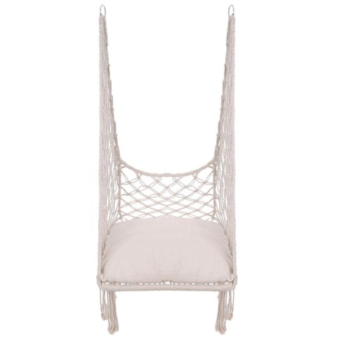 HAMAK AŻUROWY FOTEL WISZĄCY BOCIANIE GNIAZDO 60x60x150CM Z PODUSZKĄ ECRU
