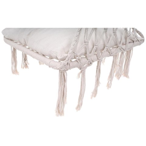 HAMAK AŻUROWY FOTEL WISZĄCY BOCIANIE GNIAZDO 60x60x150CM Z PODUSZKĄ ECRU