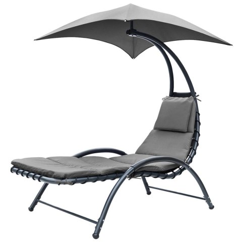 LEŻAK FOTEL Z PARASOLEM BERGAMO 200x125x180CM SZARY