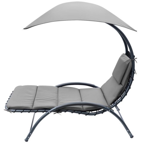LEŻAK FOTEL Z PARASOLEM BERGAMO 200x125x180CM SZARY