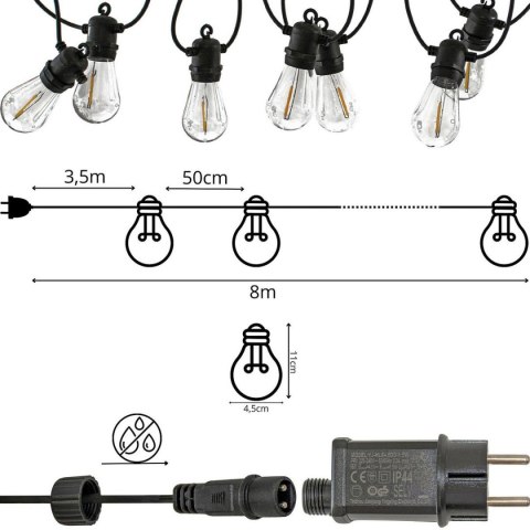PARTY LIGHT GIRLANDA ZEWNĘTRZNA 10 ŻARÓWEK 10LED 8M 230V