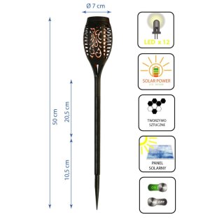 POCHODNIA LAMPA SOLARNA TAŃCZĄCE PŁOMYKI 12 LED SMD 7x7x50CM