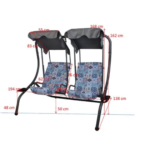 HUŚTAWKA OGRODOWO BALKONOWA SONIC 2 OSOBOWA MOZAIKA