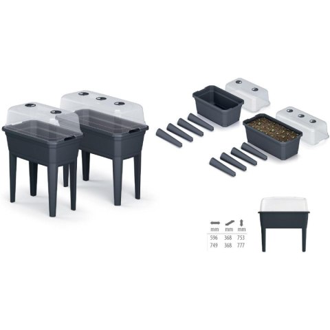 SZKLARNIA STOJĄCA ROZSADNIK RESPANA SET ECOLINE 59,6x36,8x75,3CM ANTRACYT