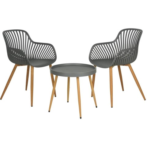 ZESTAW MEBLI BALKONOWYCH STÓŁ I 2 KRZESŁA SZARY