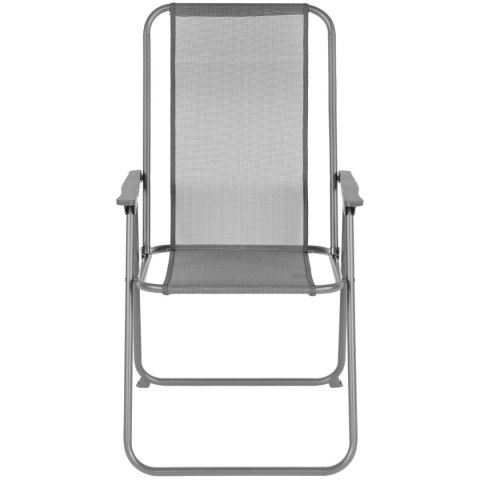 ZESTAW MEBLI OGRODOWYCH OKRĄGŁY STÓŁ 4 KRZESŁA I PARASOL CIEMNY SZARY