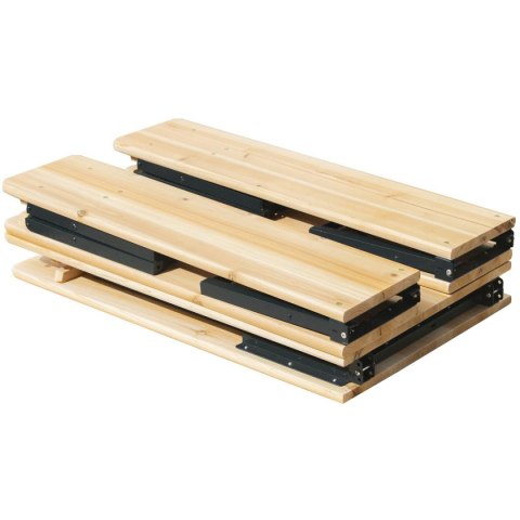 ZESTAW PIKNIKOWY BAROWY DREWNIANY STÓŁ I 2 ŁAWKI SKŁADANY