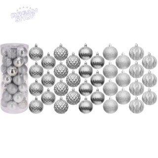 BOMBKA DEKORACYJNA PLASTIKOWA 6CM SET 35 SZT SREBRNA