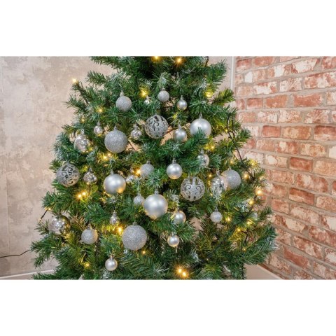 BOMBKA DEKORACYJNA PLASTIKOWA 6CM SET 35 SZT SREBRNA