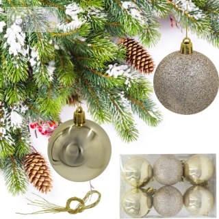 BOMBKA DEKORACYJNA PLASTIKOWA BEZPIECZNA 12SZT 60MM CHAMPAGNE