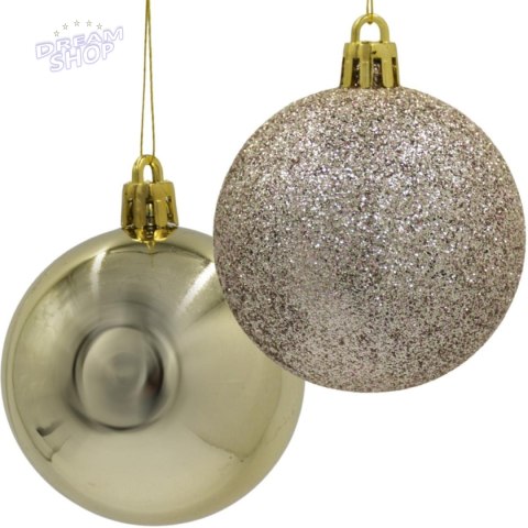 BOMBKA DEKORACYJNA PLASTIKOWA BEZPIECZNA 12SZT 60MM CHAMPAGNE