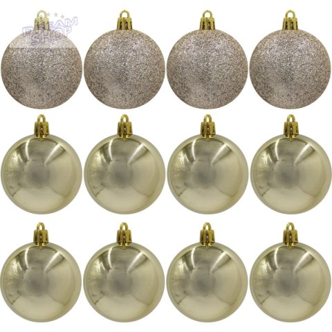 BOMBKA DEKORACYJNA PLASTIKOWA BEZPIECZNA 12SZT 60MM CHAMPAGNE