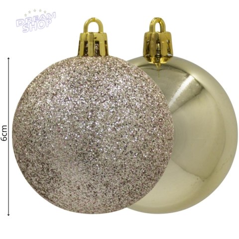 BOMBKA DEKORACYJNA PLASTIKOWA BEZPIECZNA 12SZT 60MM CHAMPAGNE