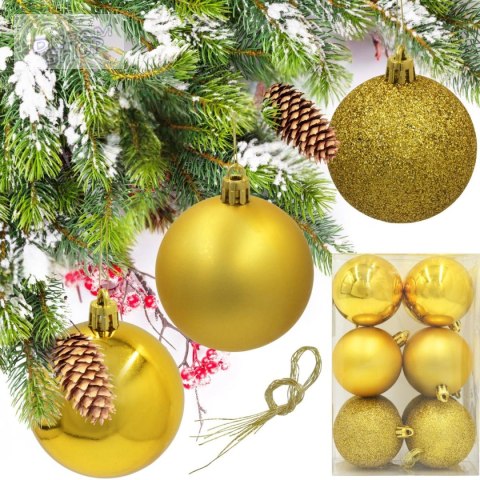 BOMBKA DEKORACYJNA PLASTIKOWA BEZPIECZNA 12SZT 60MM ZŁOTY