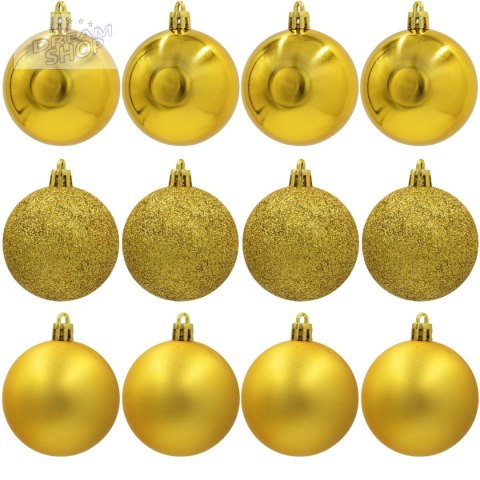 BOMBKA DEKORACYJNA PLASTIKOWA BEZPIECZNA 12SZT 60MM ZŁOTY