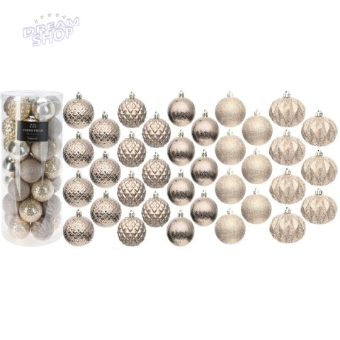 BOMBKA DEKORACYJNA PLASTIKOWA BEZPIECZNA 35SZT ŚR 60MM CHAMPAGNE