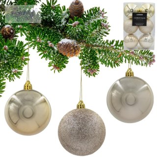 BOMBKA DEKORACYJNA PLASTIKOWA BEZPIECZNA 6SZT 80MM CHAMPAGNE