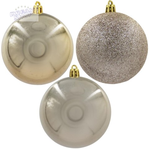 BOMBKA DEKORACYJNA PLASTIKOWA BEZPIECZNA 6SZT 80MM CHAMPAGNE