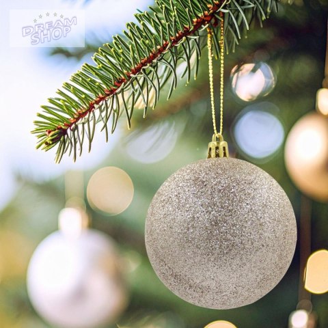 BOMBKA DEKORACYJNA PLASTIKOWA BEZPIECZNA 6SZT 80MM CHAMPAGNE