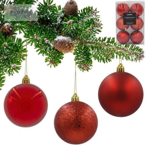 BOMBKA DEKORACYJNA PLASTIKOWA BEZPIECZNA 6SZT 80MM CZERWONY