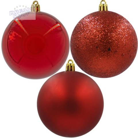 BOMBKA DEKORACYJNA PLASTIKOWA BEZPIECZNA 6SZT 80MM CZERWONY