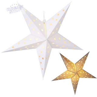 GWIAZDA DEKORACYJNA PAPIEROWA Z PODŚWIETLENIEM LED 60CM BIAŁA TIMER