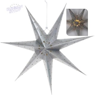 GWIAZDA DEKORACYJNA PAPIEROWA Z PODŚWIETLENIEM LED 60CM SREBRNY