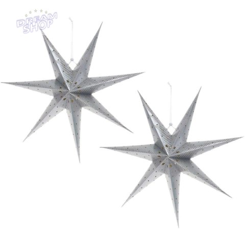 GWIAZDA DEKORACYJNA PAPIEROWA Z PODŚWIETLENIEM LED 60CM SREBRNY