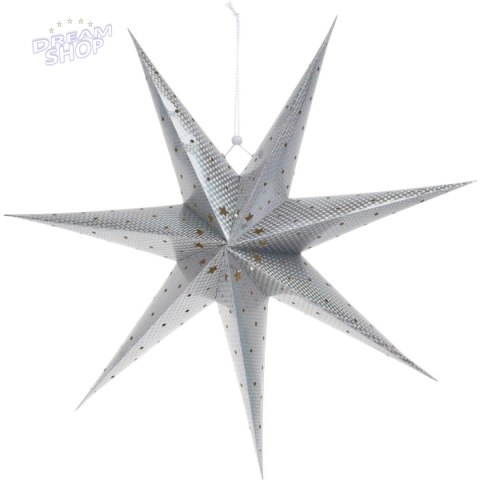 GWIAZDA DEKORACYJNA PAPIEROWA Z PODŚWIETLENIEM LED 60CM SREBRNY