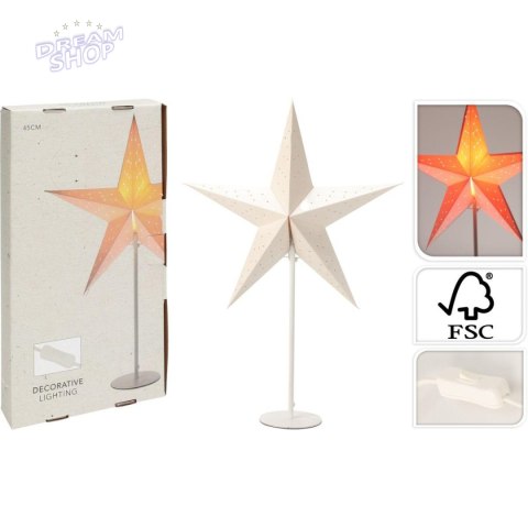 LAMPKA DEKORACYJNA GWIAZDA ADWENTOWA STOJĄCA LED 45CM BIAŁA