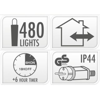 LAMPKI CHOINKOWE ŁAŃCUCH ŚWIETLNY 480LED TIMER MULTIKOLOR MACARON