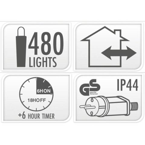 LAMPKI CHOINKOWE ŁAŃCUCH ŚWIETLNY 480LED TIMER MULTIKOLOR MACARON