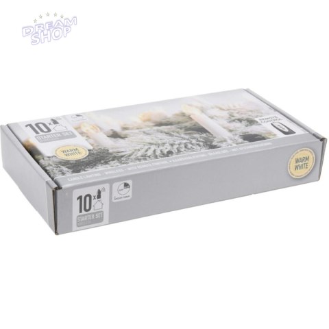 LAMPKI CHOINKOWE ŚWIECZKI TIMER PILOT 10 LED CIEPŁY BIAŁY