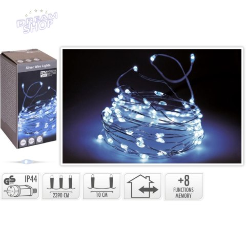 LAMPKI DRUCIKI GIRLANDA 240 LED ZIMNY BIAŁY