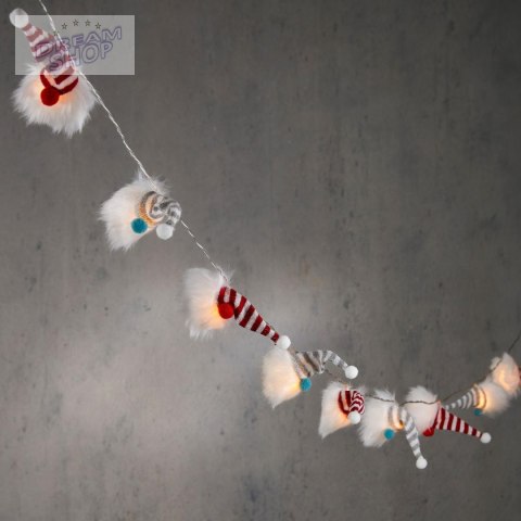 LAMPKI GIRLANDA 12SZT NA BATERIE SKRZATY MIKOŁAJE CIEPŁY BIAŁY LUCA