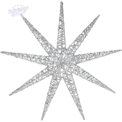 PŁATEK ŚNIEGU DEKORACYJNY WISZĄCY 50LED SREBRNY